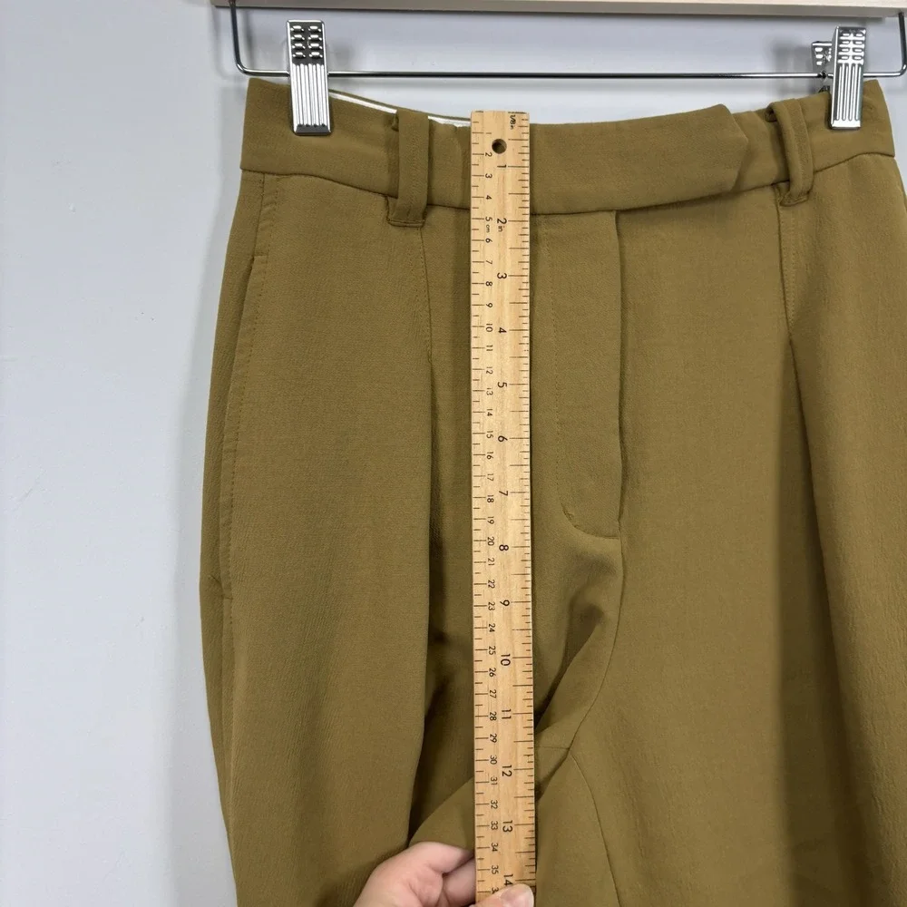 Aritzia Wilfred Gabriel Pant High Waisted Pleated Trousers Olive Green Size 2 - Picture 12 of 15